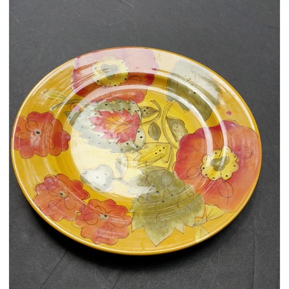 LAURIE GATES WARE Salad Plate Fall Colors Leaves Flowers - Picture 9 of 9